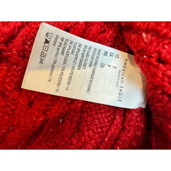 American Eagle Womens S Cable Knit Cardigan Sweater V-Neck Cropped Academia - Picture 6 of 8